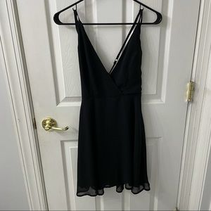 Black Crossed Front Mini Dress